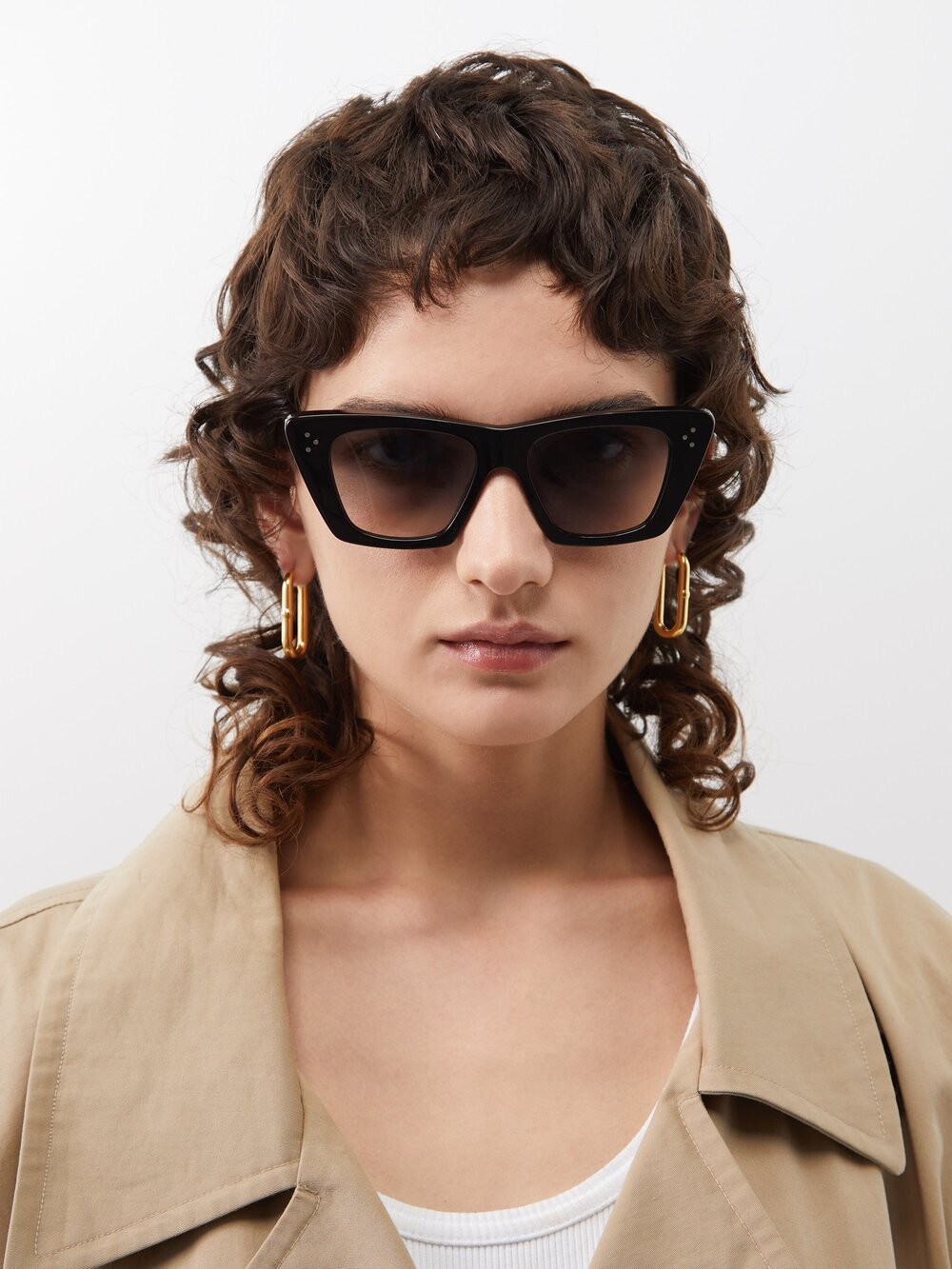 

Округлые солнцезащитные очки «кошачий глаз» из ацетата Celine Eyewear, черный