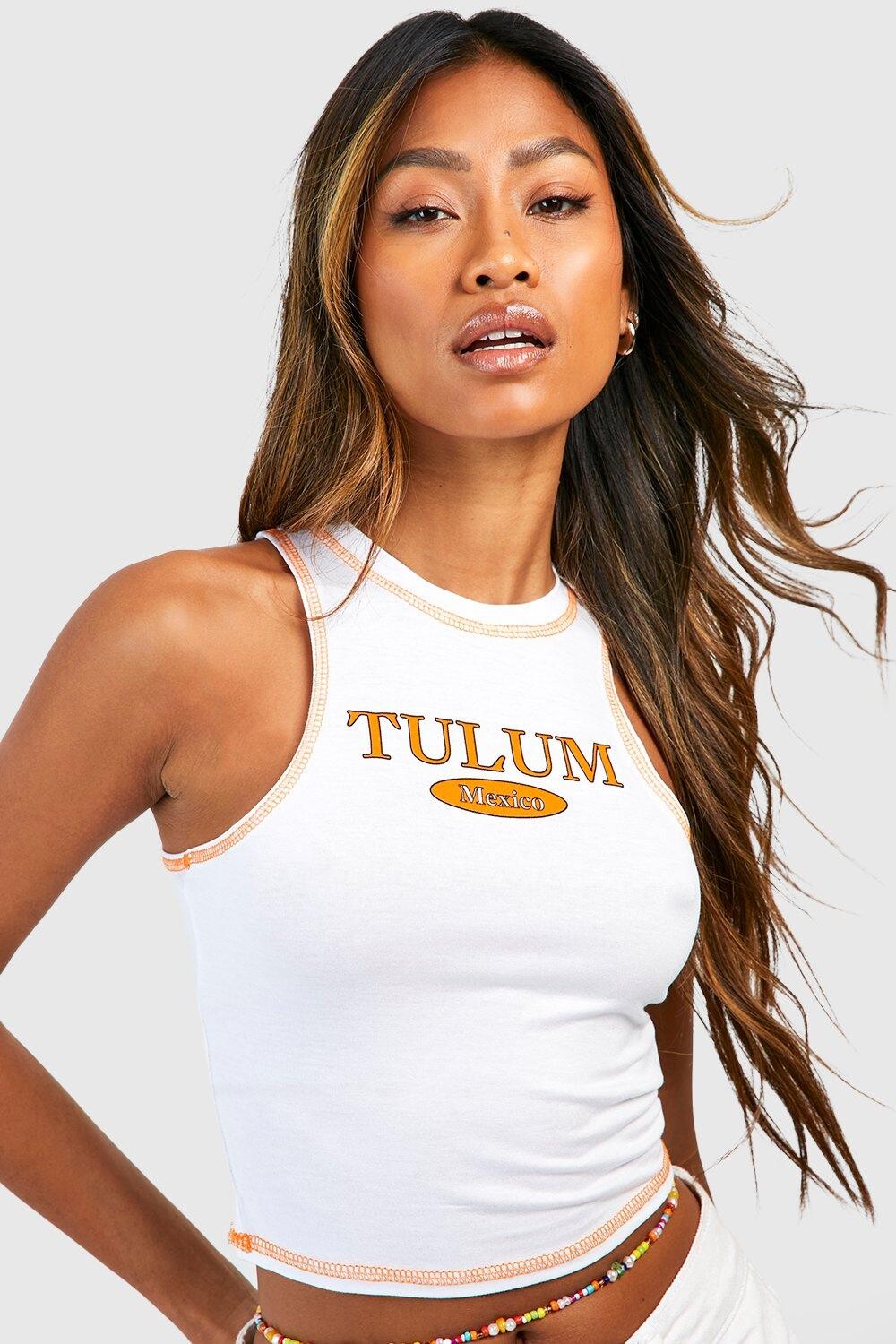 Жилет-борцовка Tulum с контрастными швами boohoo, белый