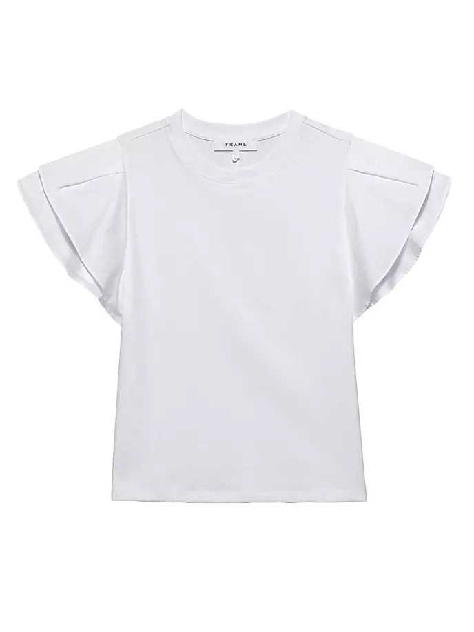 

Хлопковая футболка с круглым вырезом и объемными рукавами Frame, цвет blanc