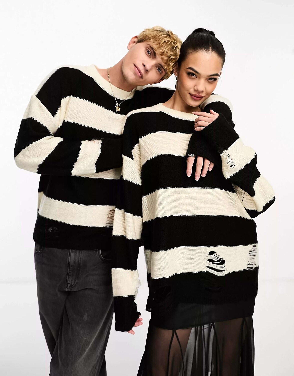 

Потертый джемпер унисекс в полоску Reclaimed Vintage