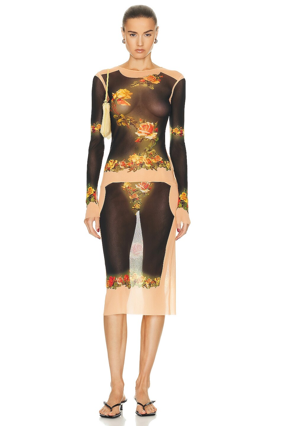 

Платье Jean Paul Gaultier Printed Fleurs Petit Grand, цвет Beige & Black