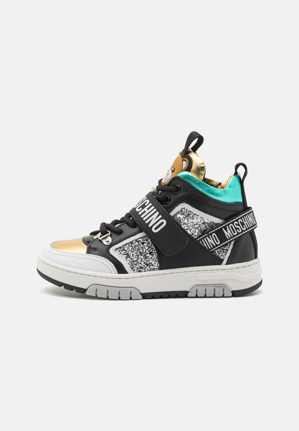 

Высокие кеды Unisex MOSCHINO, цвет black/silver/white/gold/green