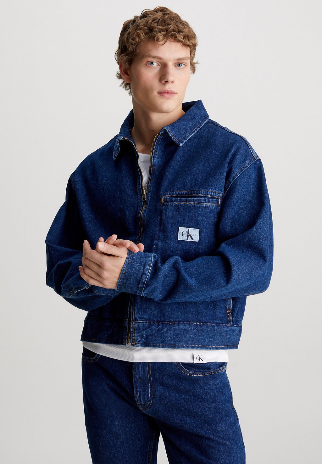 Джинсовая куртка Calvin Klein Jeans, темно-синий бейсболка calvin klein темно синий