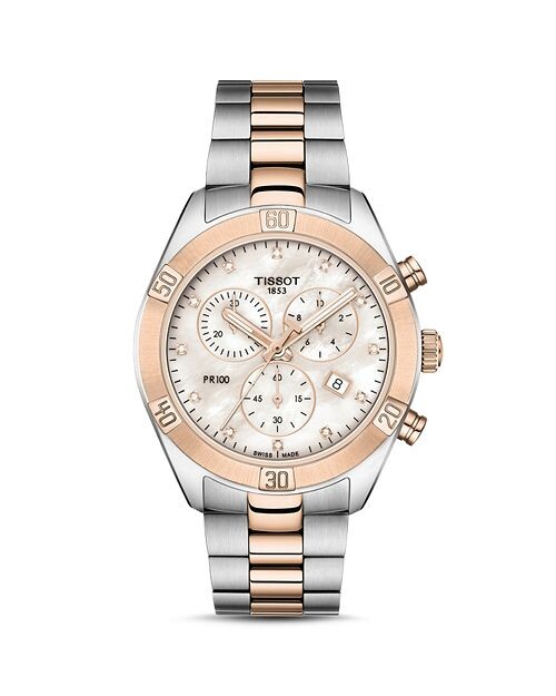 

Браслет PR100 с звеньями и бриллиантами, хронограф, 38 мм Tissot, цвет Multi