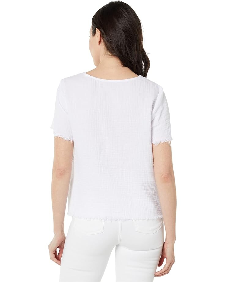 

Футболка Vince Camuto Frayed Hem Woven Tee, цвет Ultra White