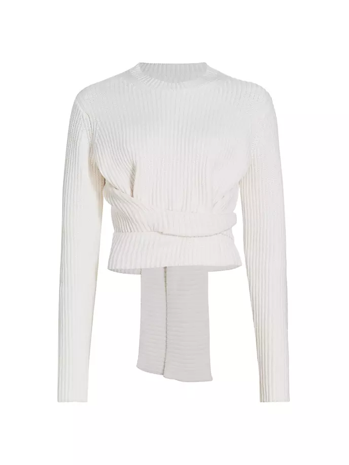 

Укороченный свитер с запахом Proenza Schouler White Label, цвет off white