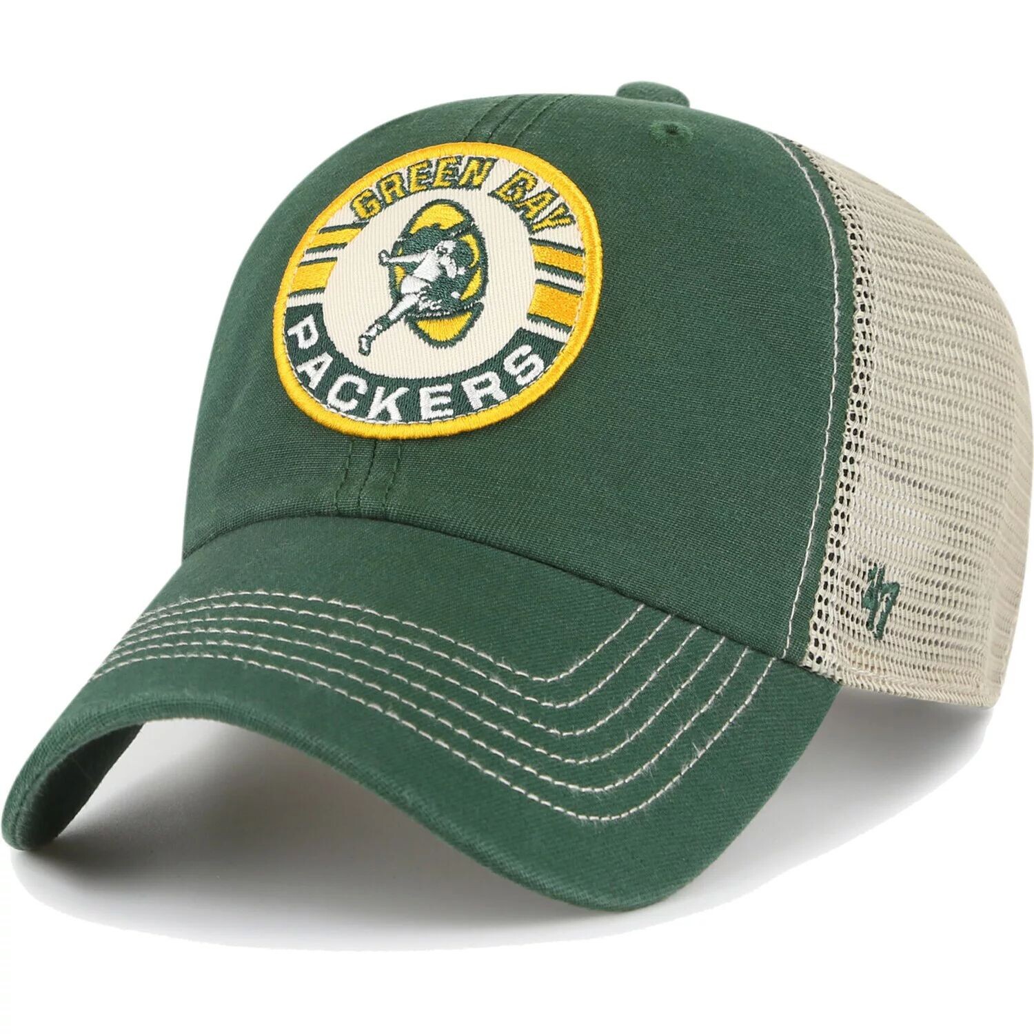 

Мужская регулируемая шляпа '47 зеленого/натурального цвета Green Bay Packers Notch Trucker Clean Up