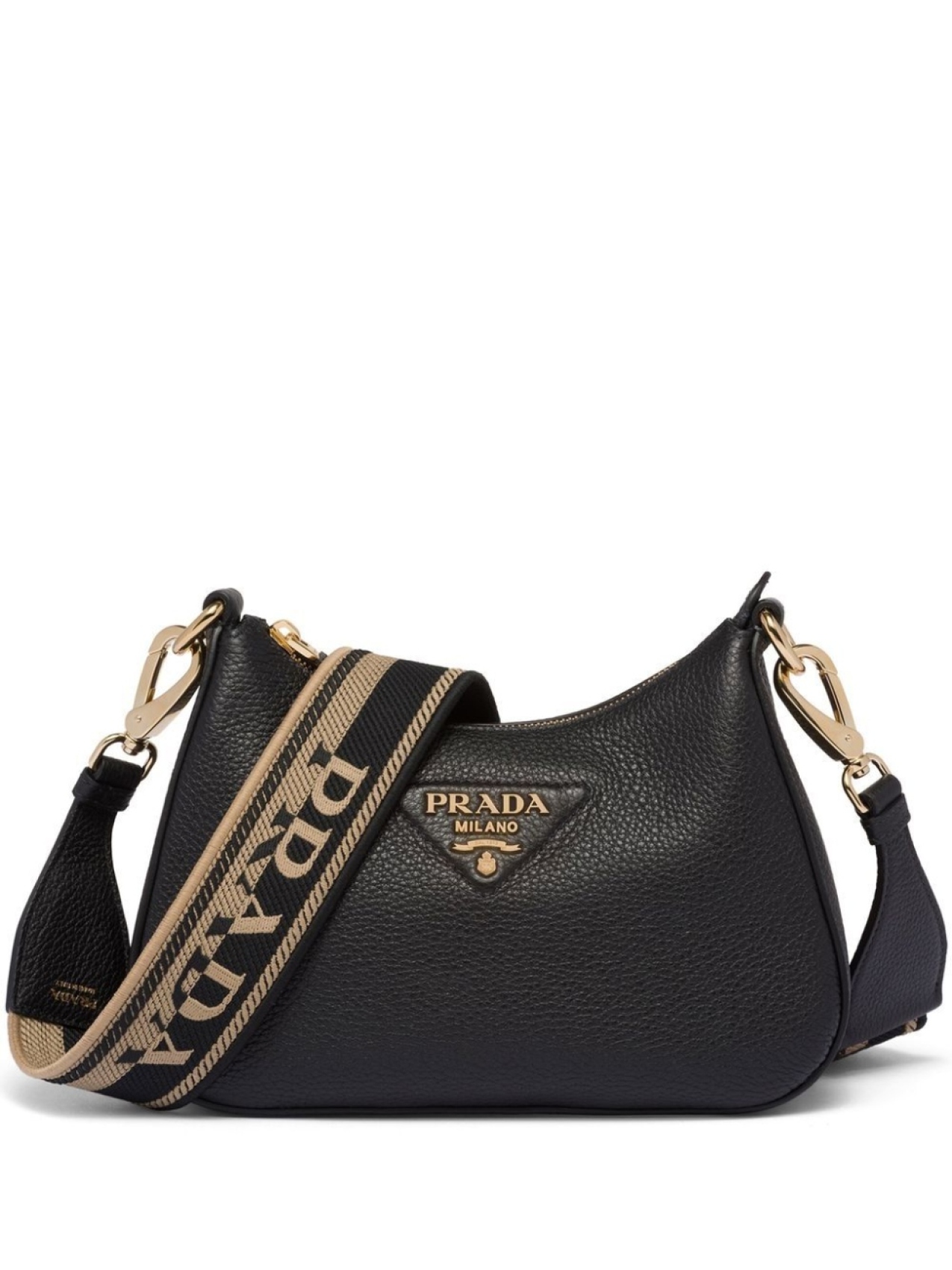 

Prada logo-strap cross body bag, черный