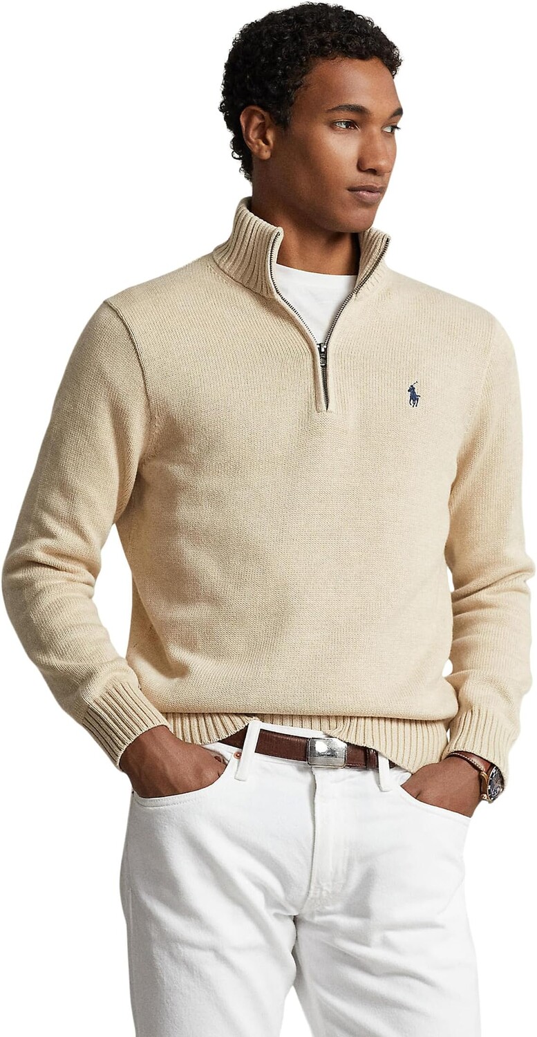 

Хлопковый свитер на молнии 1/4 Polo Ralph Lauren, цвет Sand Heather