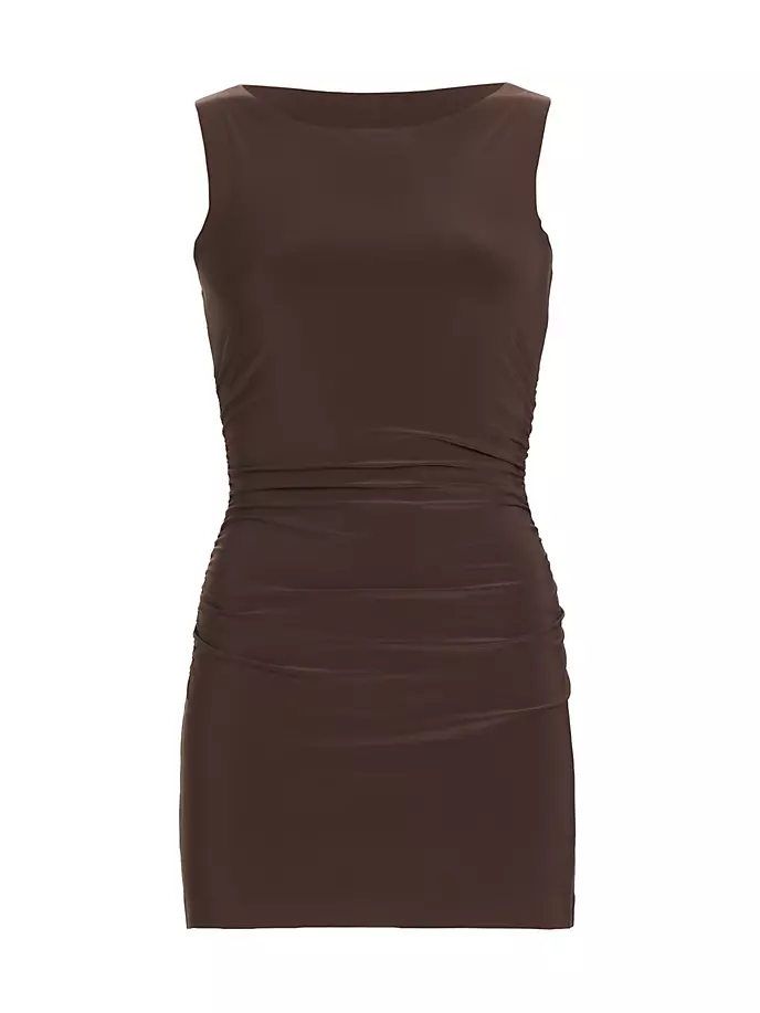 

Трикотажное мини-платье Pickleball со сборками Norma Kamali, шоколад