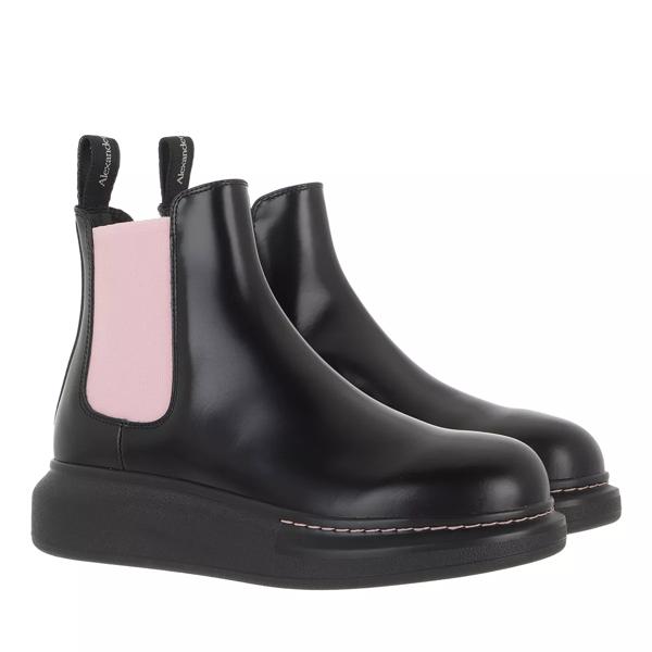Ботинки chelsea boots leather black/pink Alexander Mcqueen, черный цена и фото