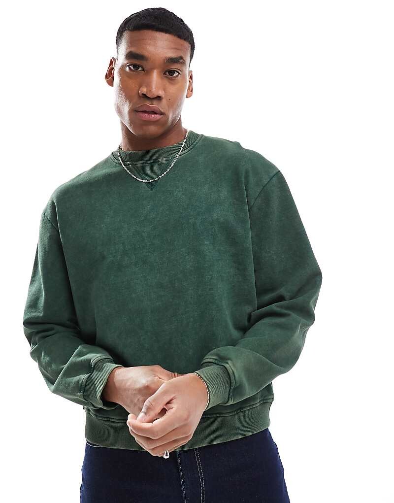 

ASOS Design: темно-зеленая стираная толстовка оверсайз свободного кроя