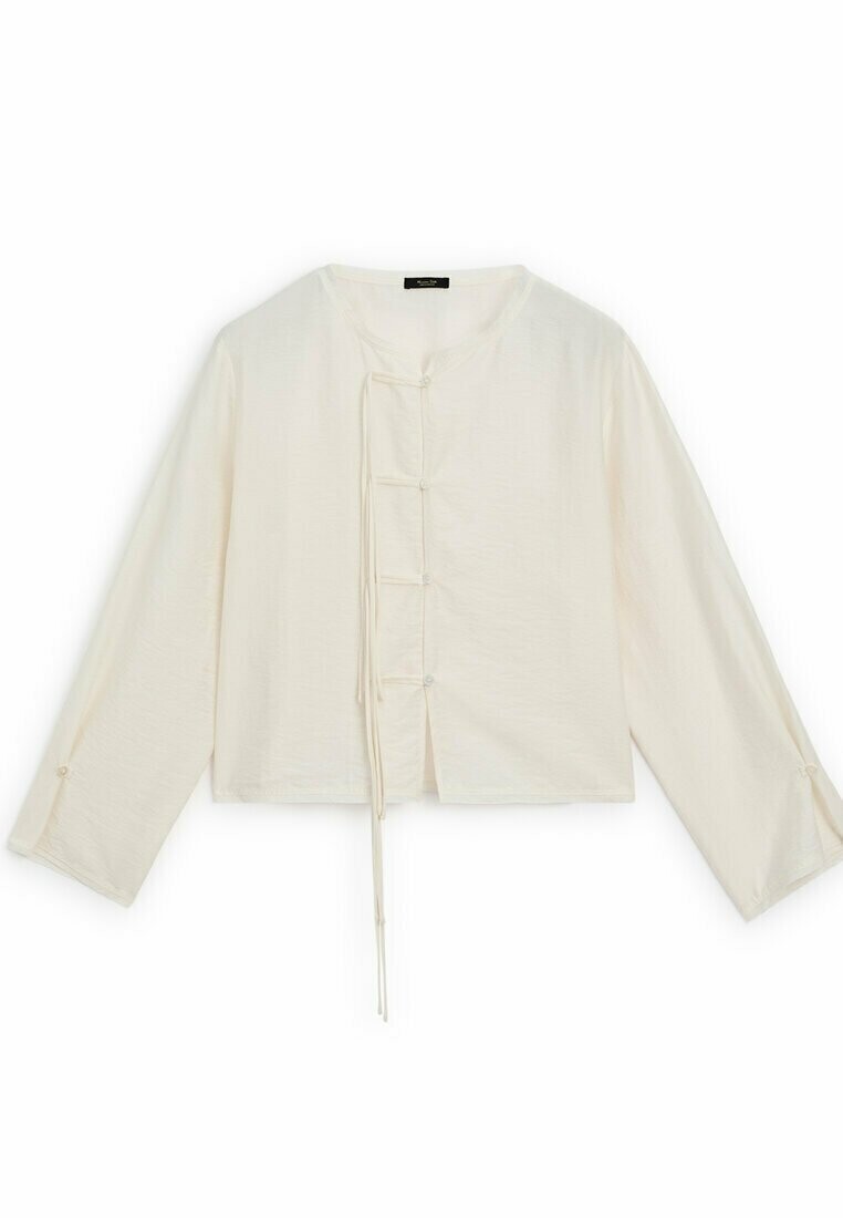 

Блуза FLOWING SEMI-SHEER WITH STRAP DETAILS Massimo Dutti, цвет Stone