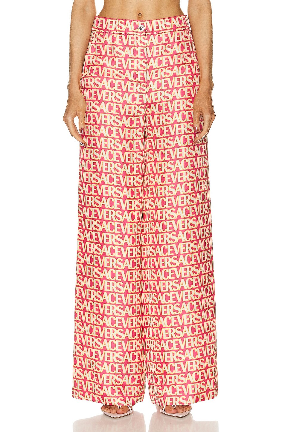 

Брюки Versace All Over Logo, цвет Fuchsia & Ivory