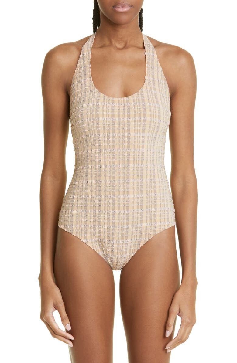 

Цельный купальник Amber Halter Seersucker LISA MARIE FERNANDEZ, Серый