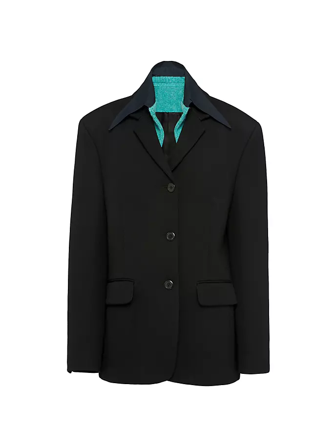 

Однобортный пиджак из габардина Prada, черный