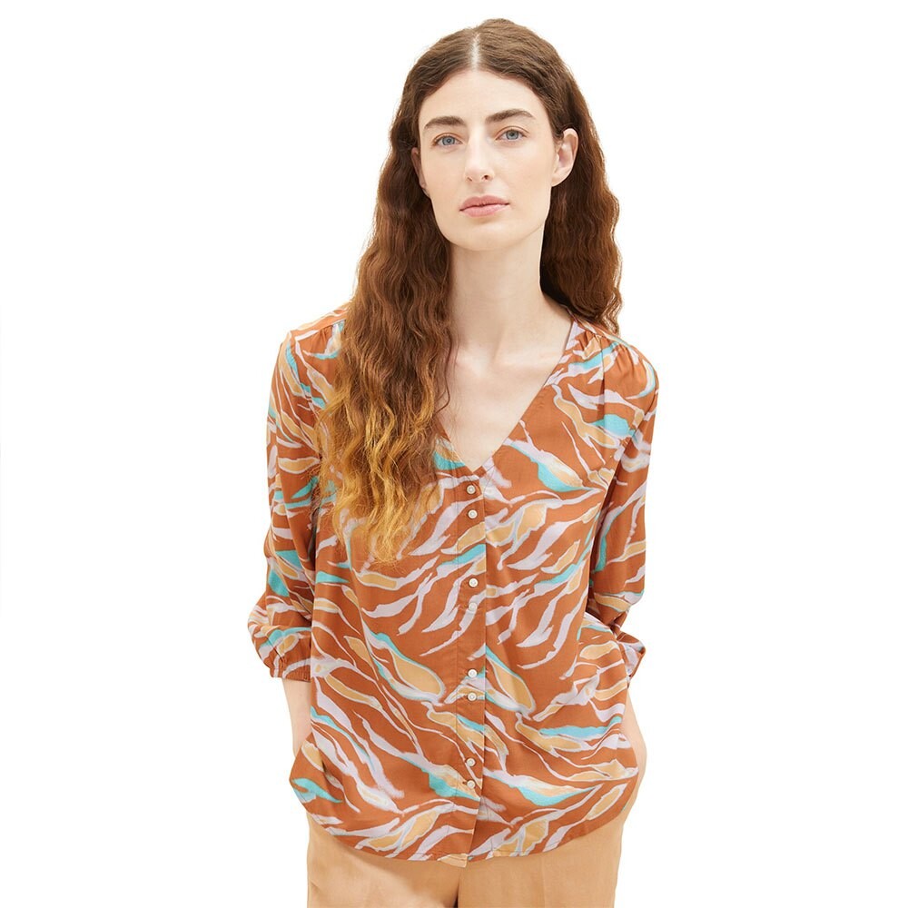 

Блузка Tom Tailor Printed V-Neck, коричневый