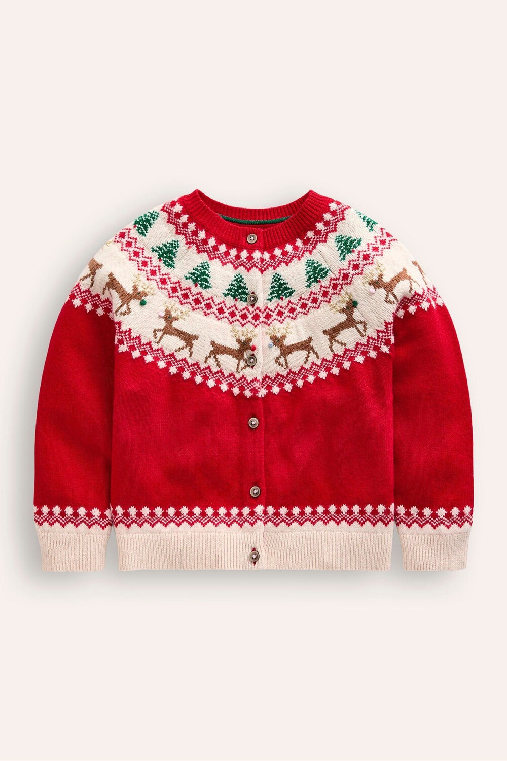 

Праздничный кардиган Fair Isle с принтом оленя Эди Boden, красный