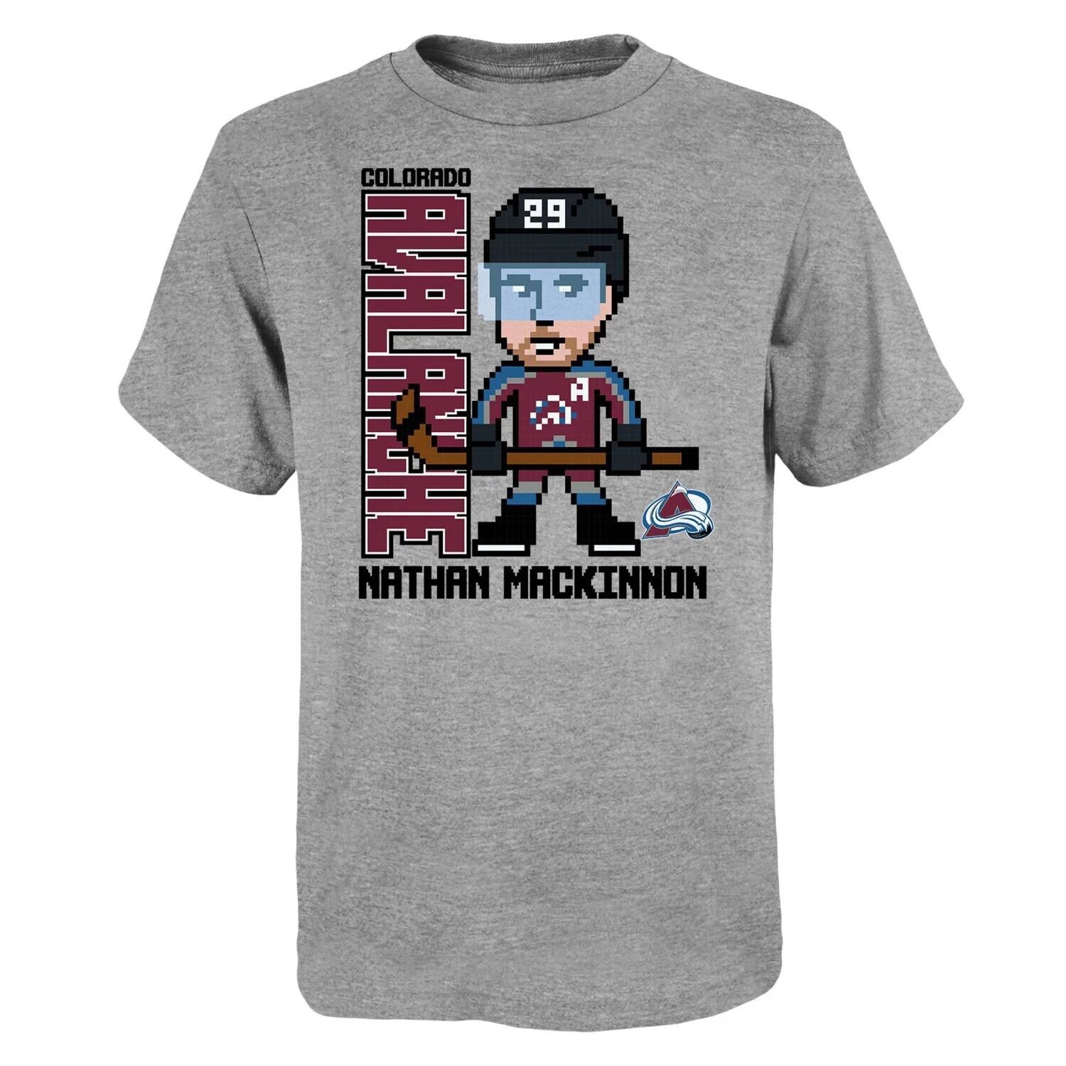 

Молодежная футболка Nathan MacKinnon Heather Grey Colorado Avalanche Pixel Player 2.0 Outerstuff