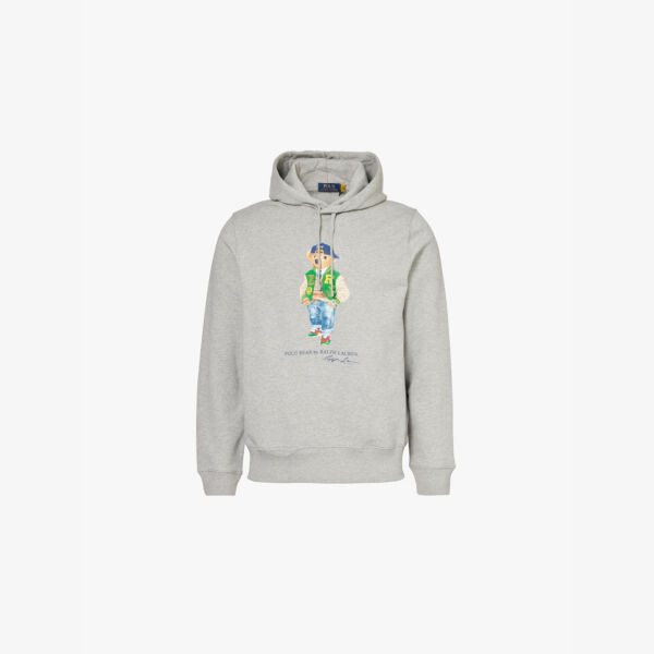 

Толстовка с капюшоном Preppy Bear из флиса и хлопка Polo Ralph Lauren, серый