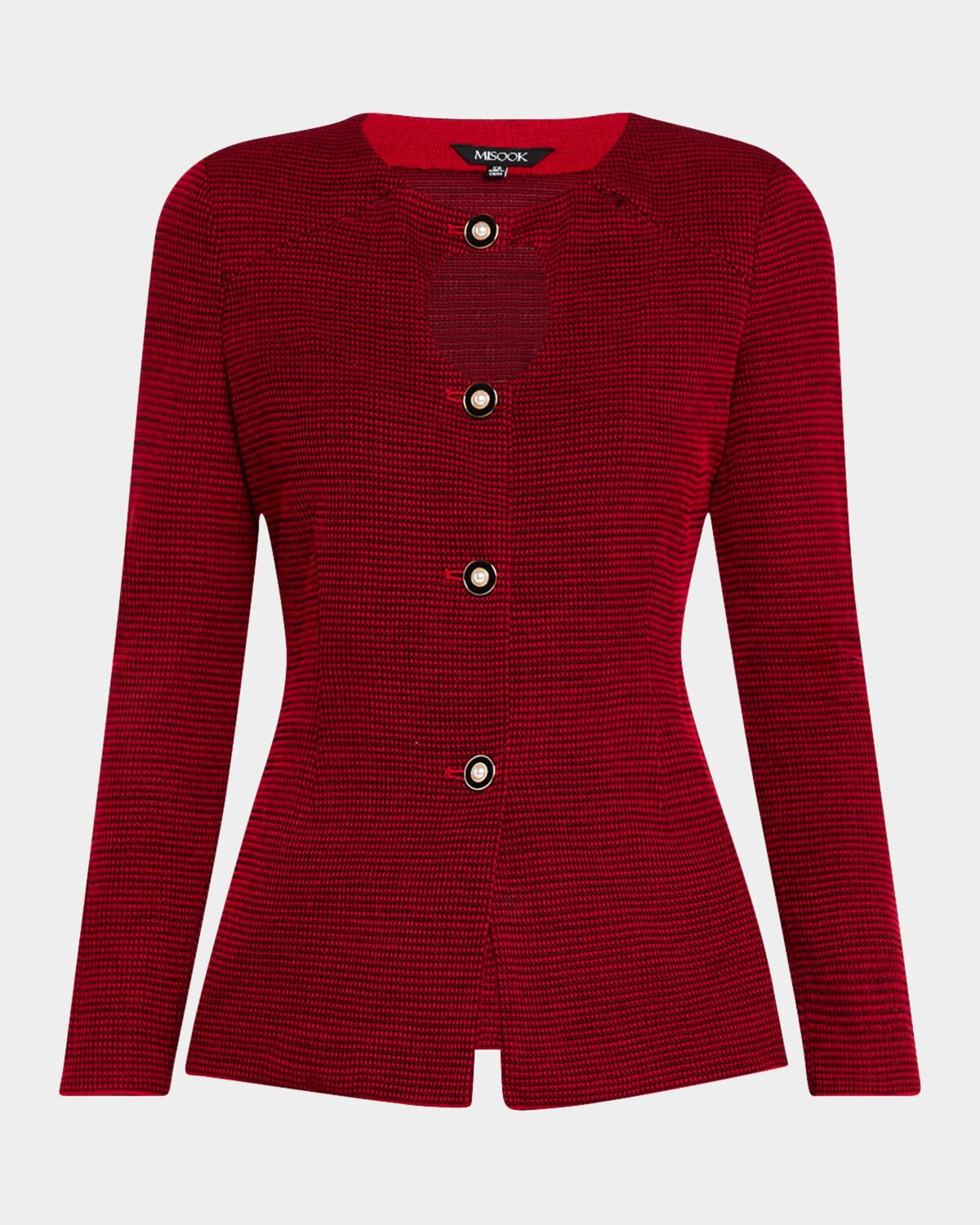 

Двухцветная трикотажная куртка с вырезом Misook, цвет Rouge/Black