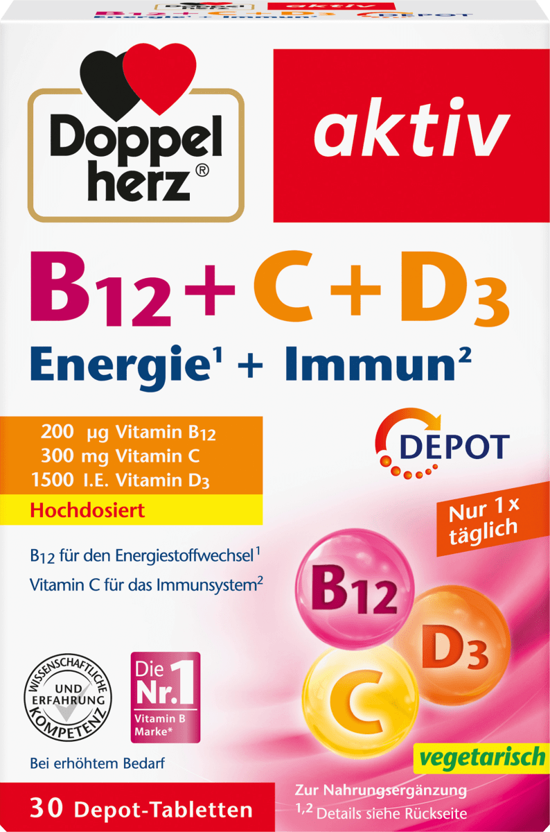 Витамины B12+C+D3 таблетки 30 штук по 33,2 г Doppelherz