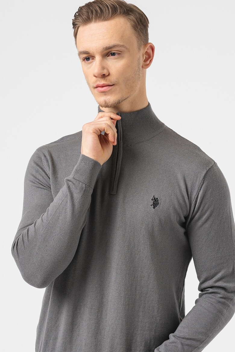 

Свитер тонкой вязки на короткой молнии U S Polo Assn , серый