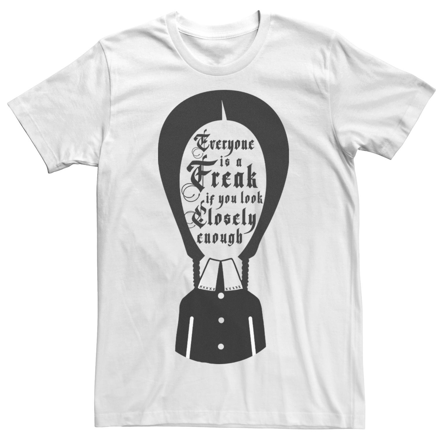 Мужская футболка Addams Family Wednesday Addams с рисунком силуэта «Everybody Is A Freak» Licensed Character