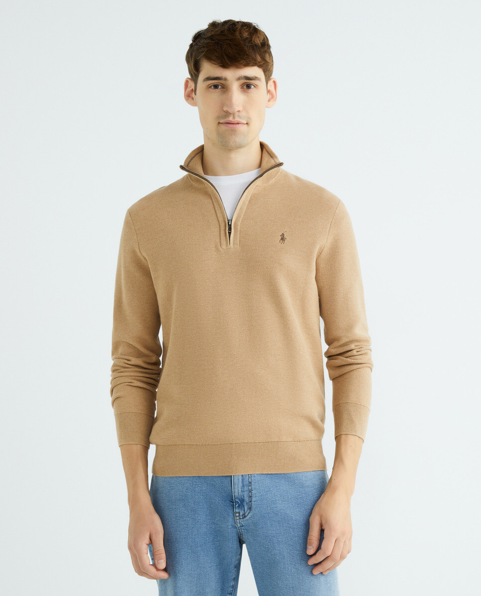 

Мужской хлопковый свитер с воротником Perkins Polo Ralph Lauren, коричневый