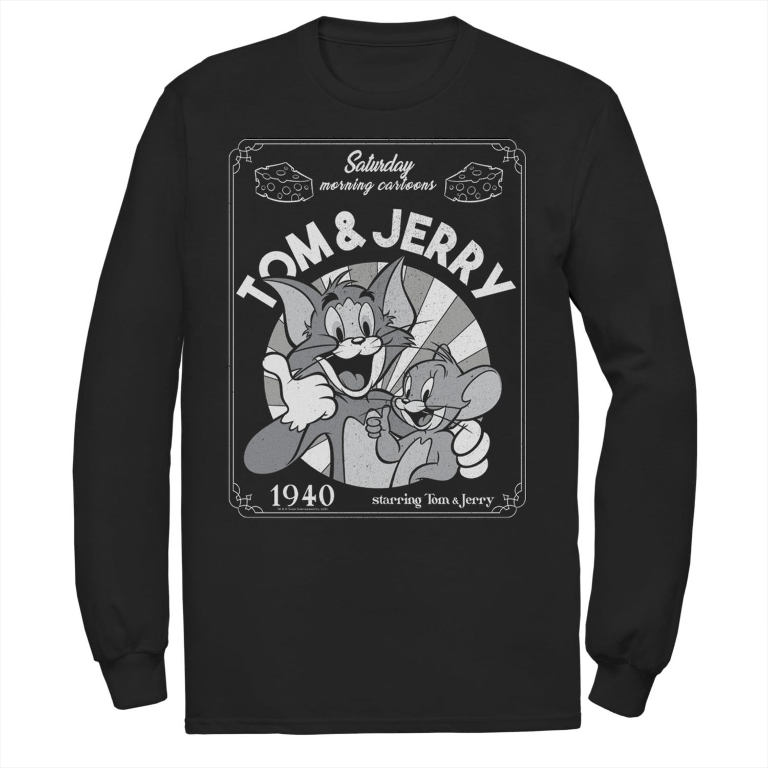 Мужская футболка с портретом Тома и Джерри в субботу утром с героями мультфильмов 1940 года Licensed Character гур батья убийство в субботу утром