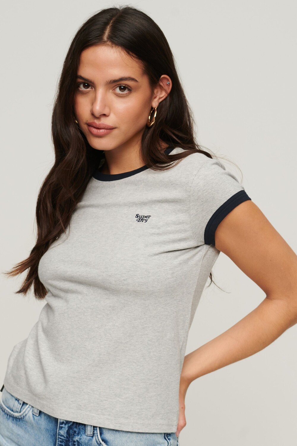 

Футболка с воротником Рингер Superdry, серый