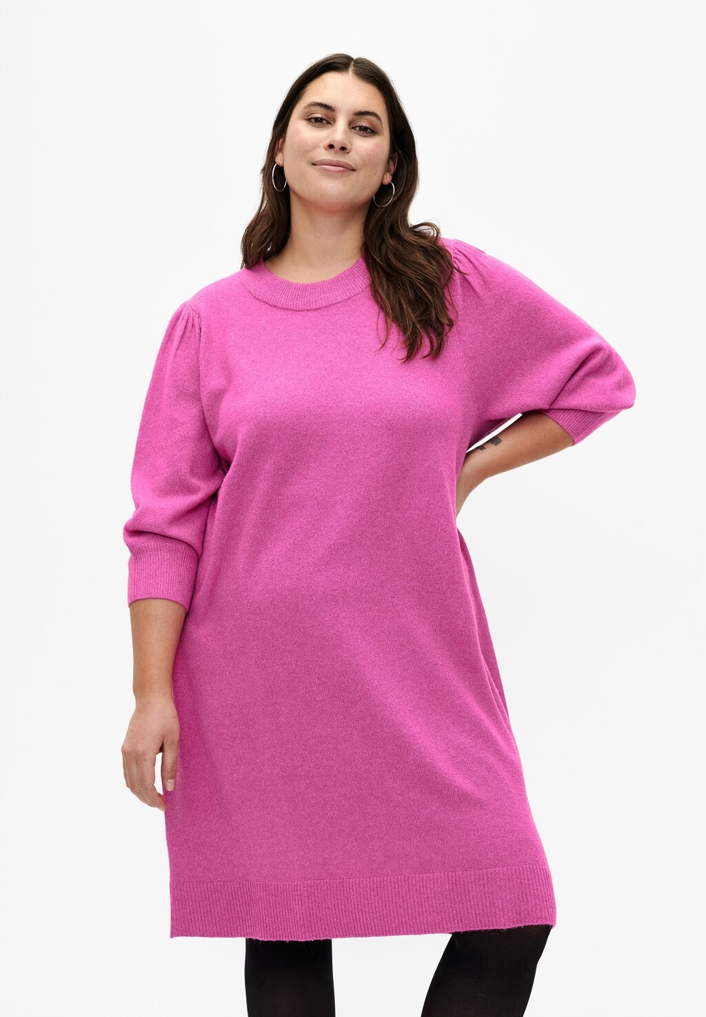 

Трикотажное платье WITH 3/4 PUFF SLEEVES Zizzi, цвет rose white mel