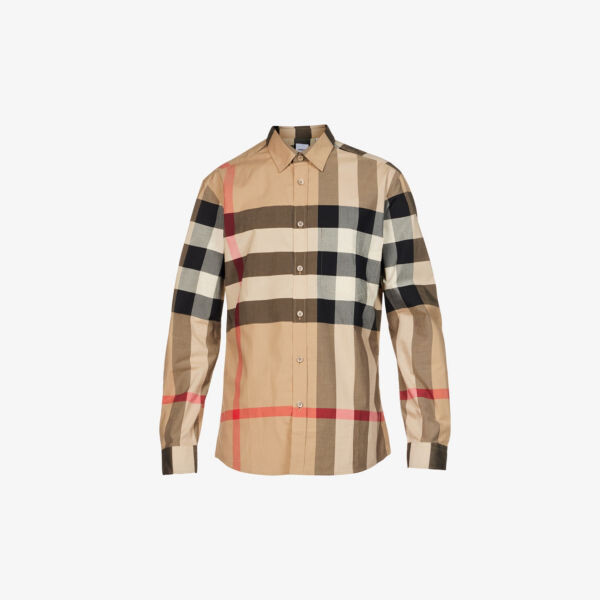 

Рубашка Somerton классического кроя из эластичного хлопка в клетку Burberry, бежевый