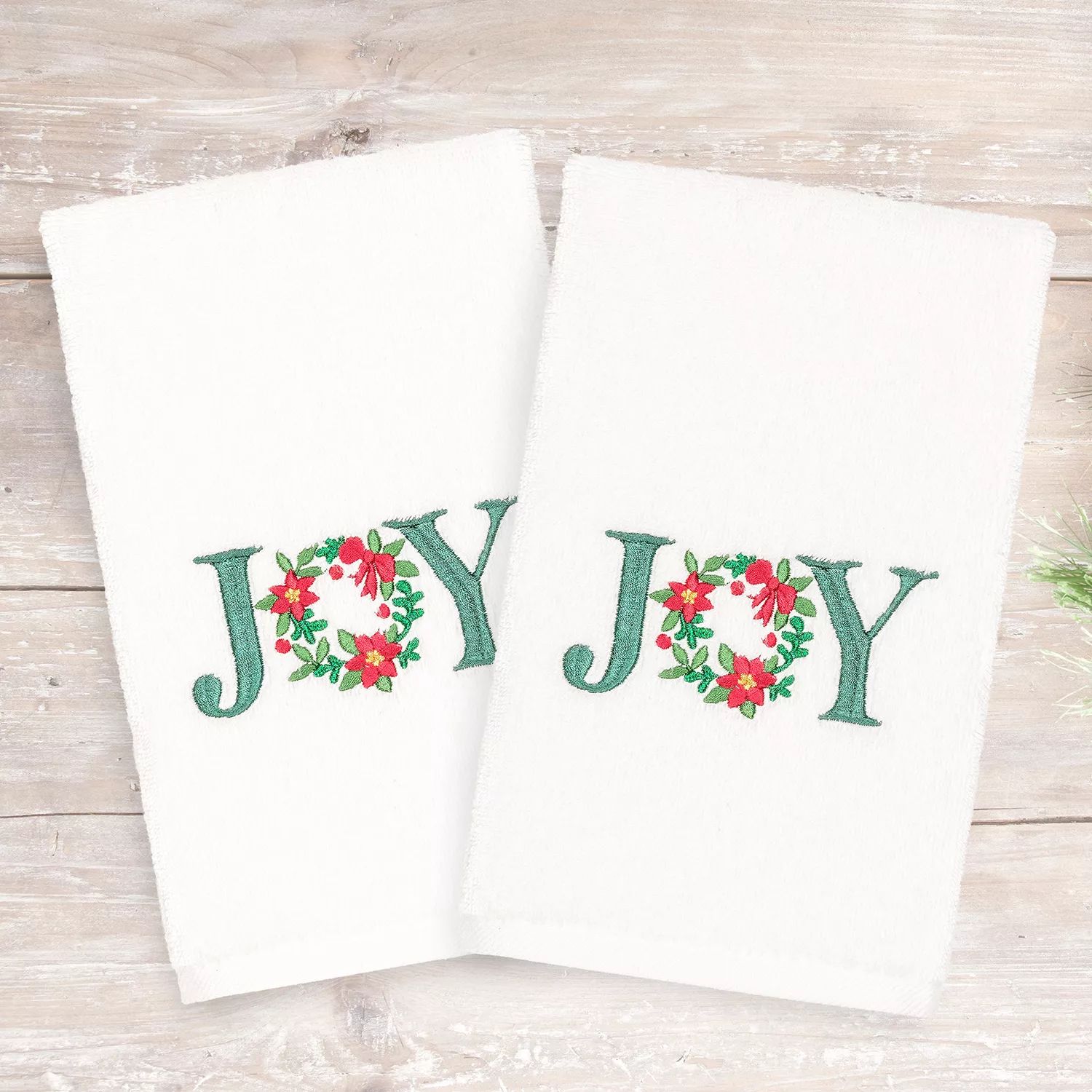 Рождественский текстиль для дома Linum, 2 упаковки роскошных турецких хлопковых полотенец для рук с вышивкой Joy, белый