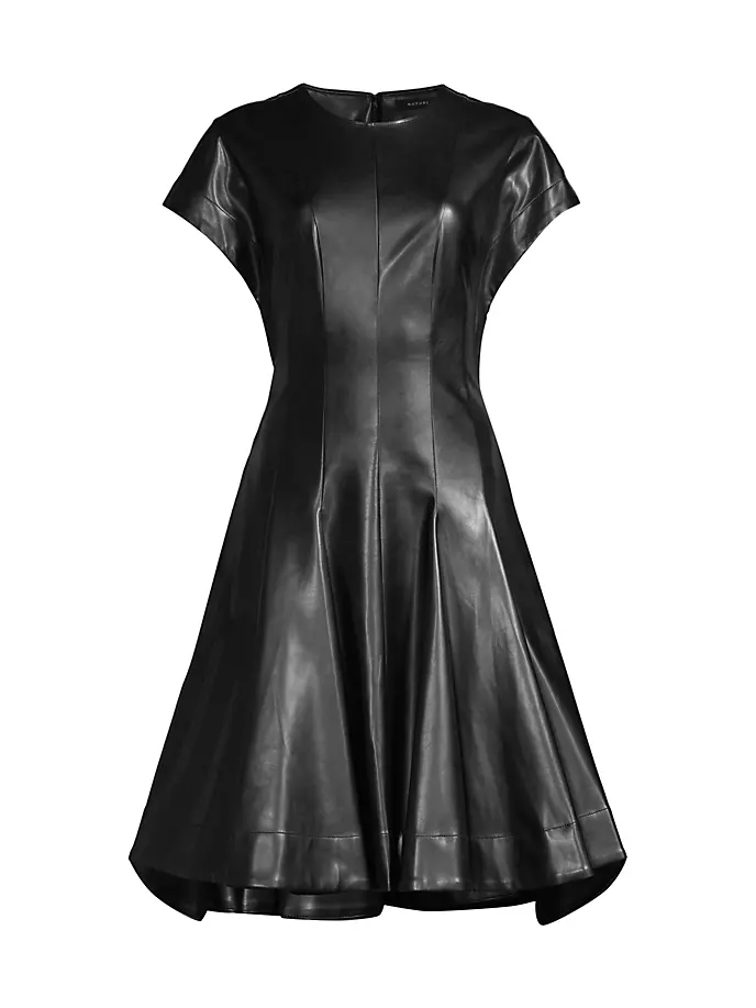 Расклешенное платье из веганской кожи Natori, черный