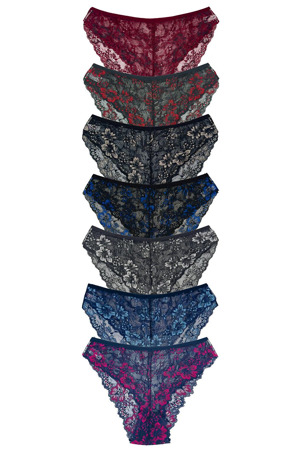 Двойные цветные кружевные женские трусики с высокой талией, 7 предметов HNX, смешанный