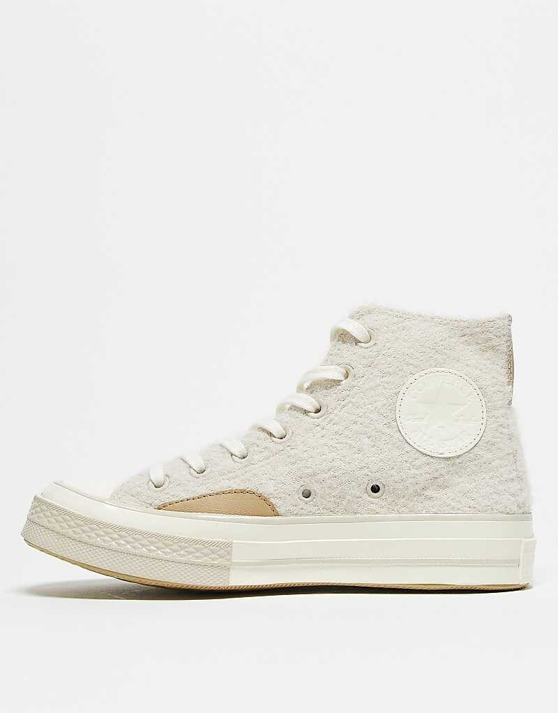 

Бежево-песочные кроссовки из искусственного меха Converse Chuck 70 Hi - BEIGE