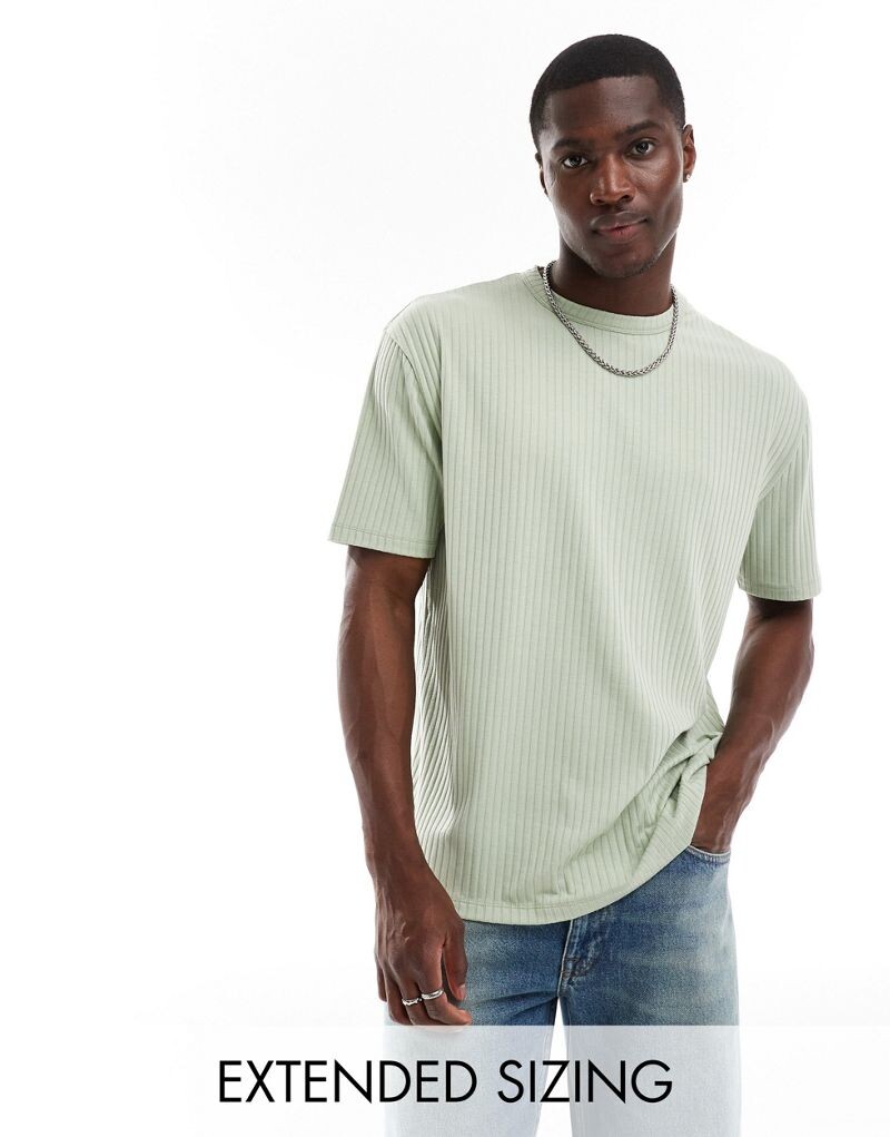 

Серая футболка свободного кроя в рубчик ASOS DESIGN
