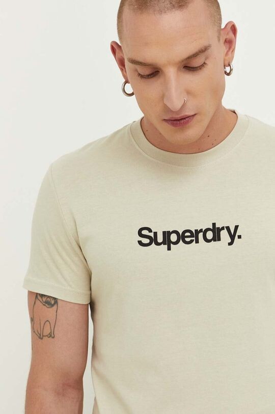 

Хлопковая футболка Superdry, бежевый