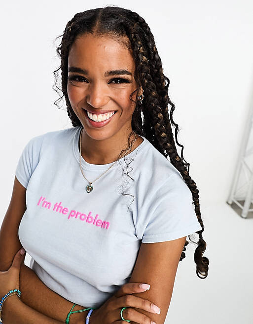 

Синяя футболка с изображением I'm the Issue ASOS DESIGN