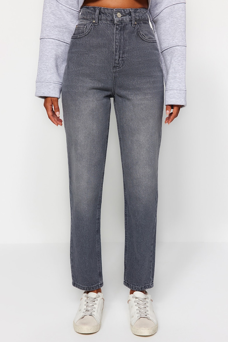Джинсы для мамы с высокой талией Trendyol, серый короткие джинсы с высокой талией trendyol серый