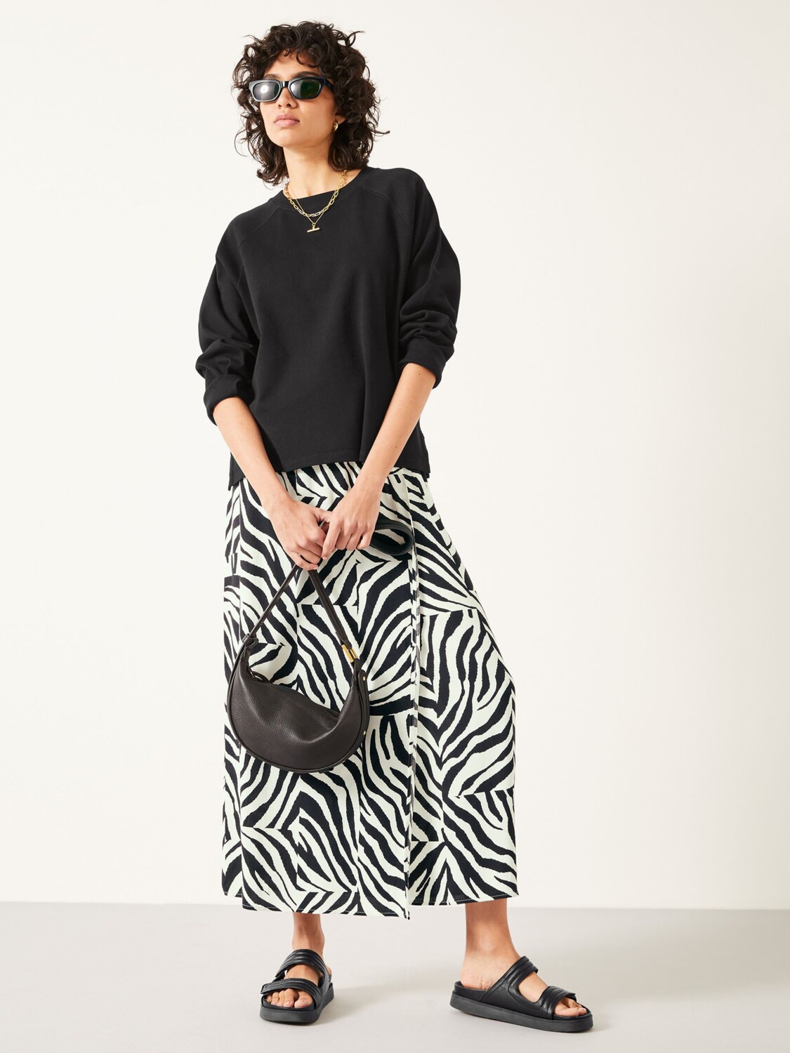 

hush Макси-юбка с запахом Zebra Patchwork, черный/белый