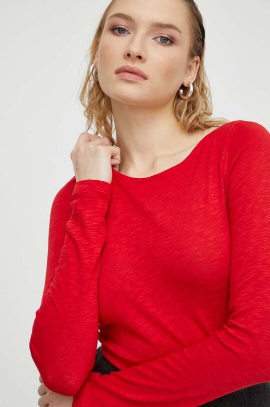 

Хлопковый топ с длинными рукавами Marc O'Polo, красный