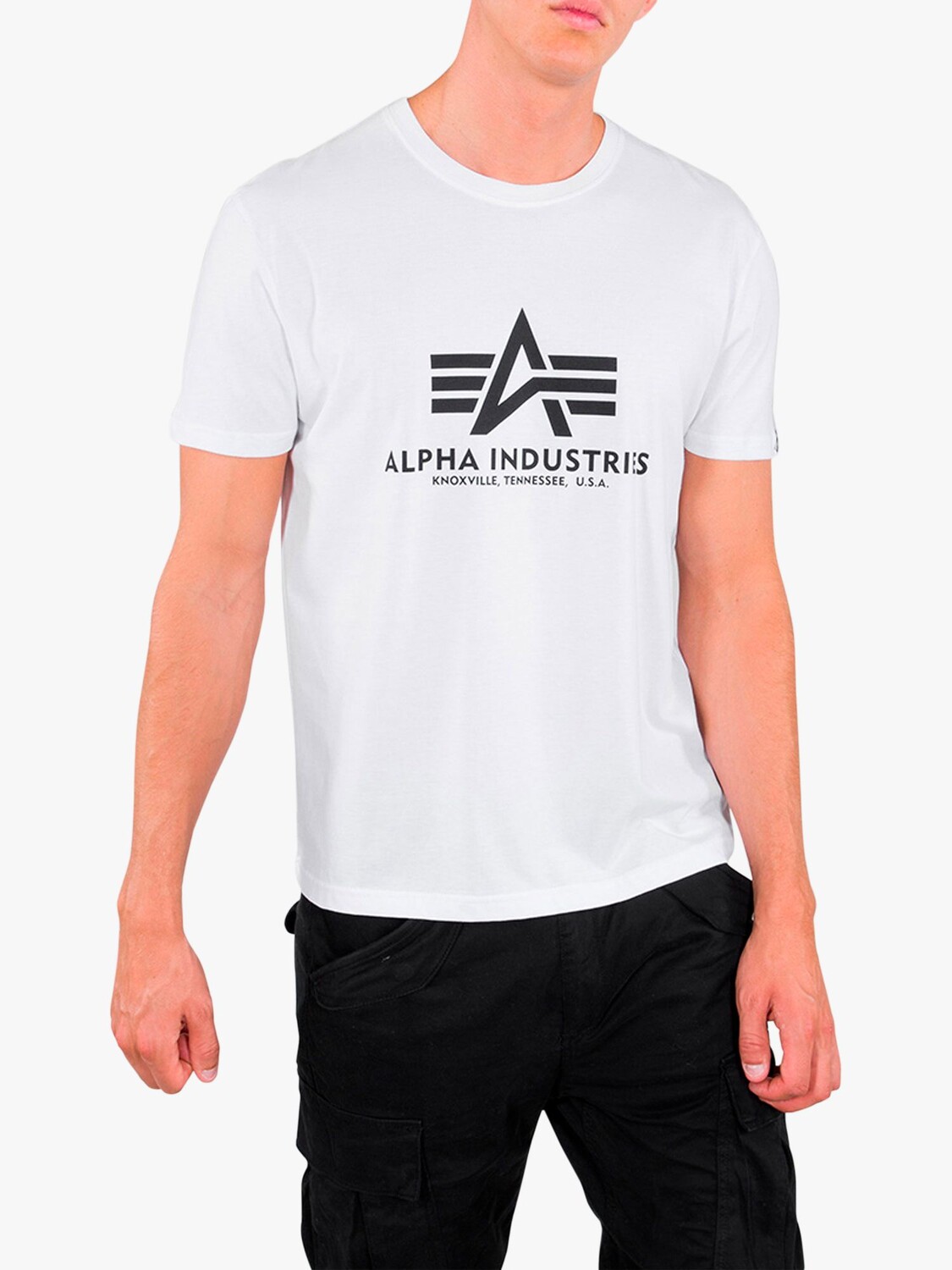 

Футболка с круглым вырезом с логотипом Alpha Industries, белая, Белый