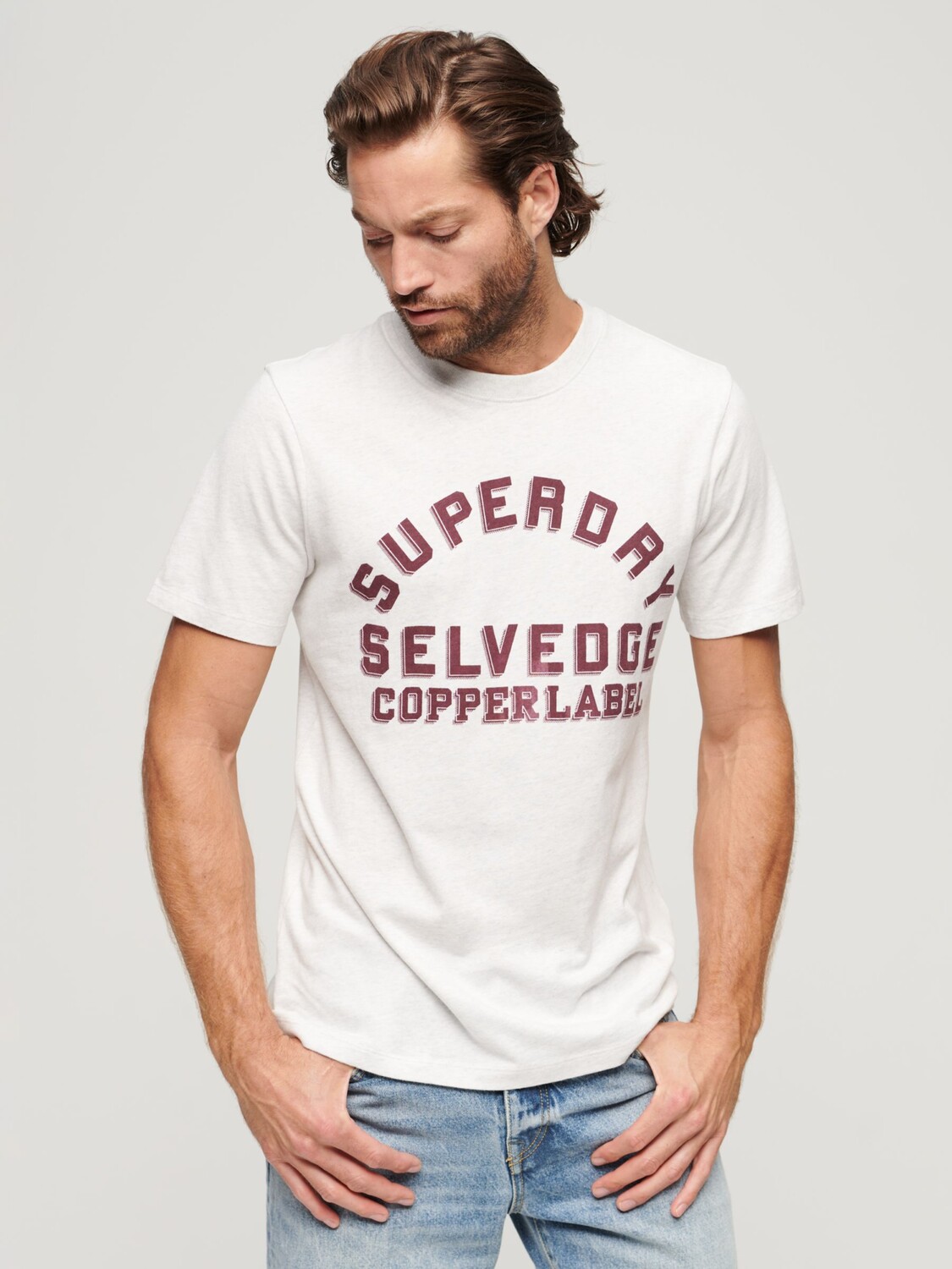 

Футболка с медной этикеткой для спецодежды Superdry, белый/красный