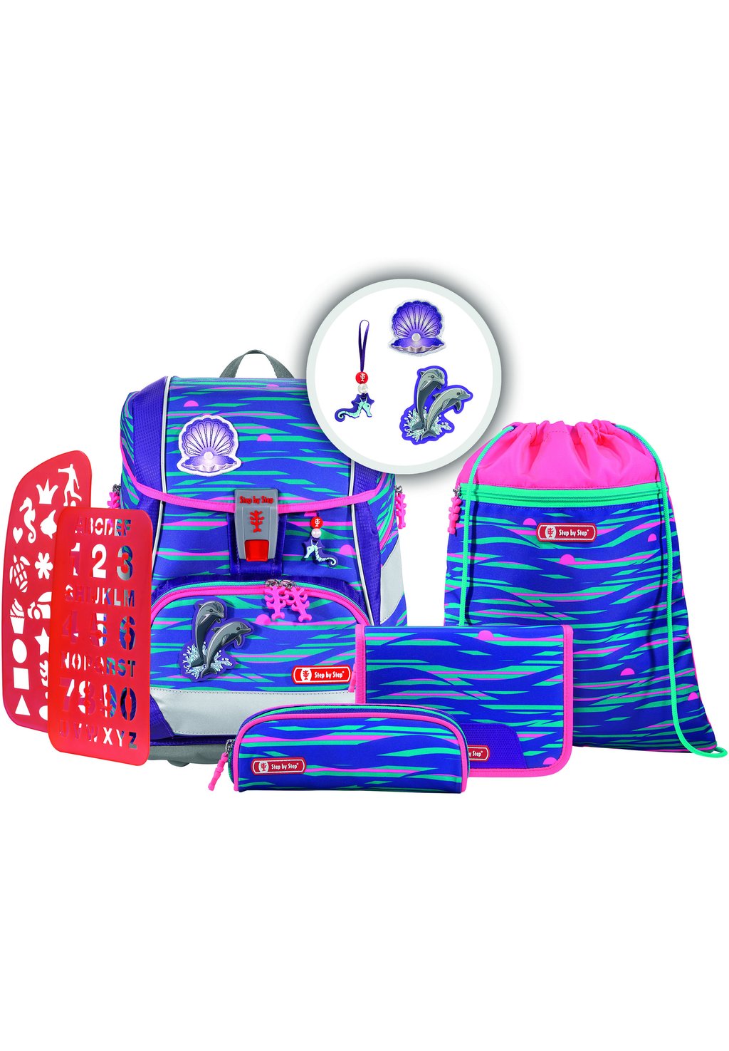 Набор школьных сумок 2IN1 PLUS SET 6TLG Step by Step, цвет shiny dolphins ранец детский step by step kid happy dolphins синий голубой 183701