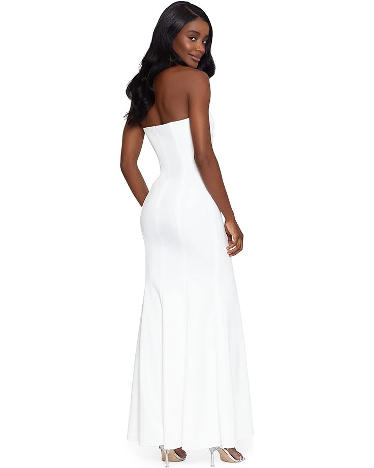 

Платье XSCAPE Long Scuba Crepe V-Neck, слоновая кость, Бежевый