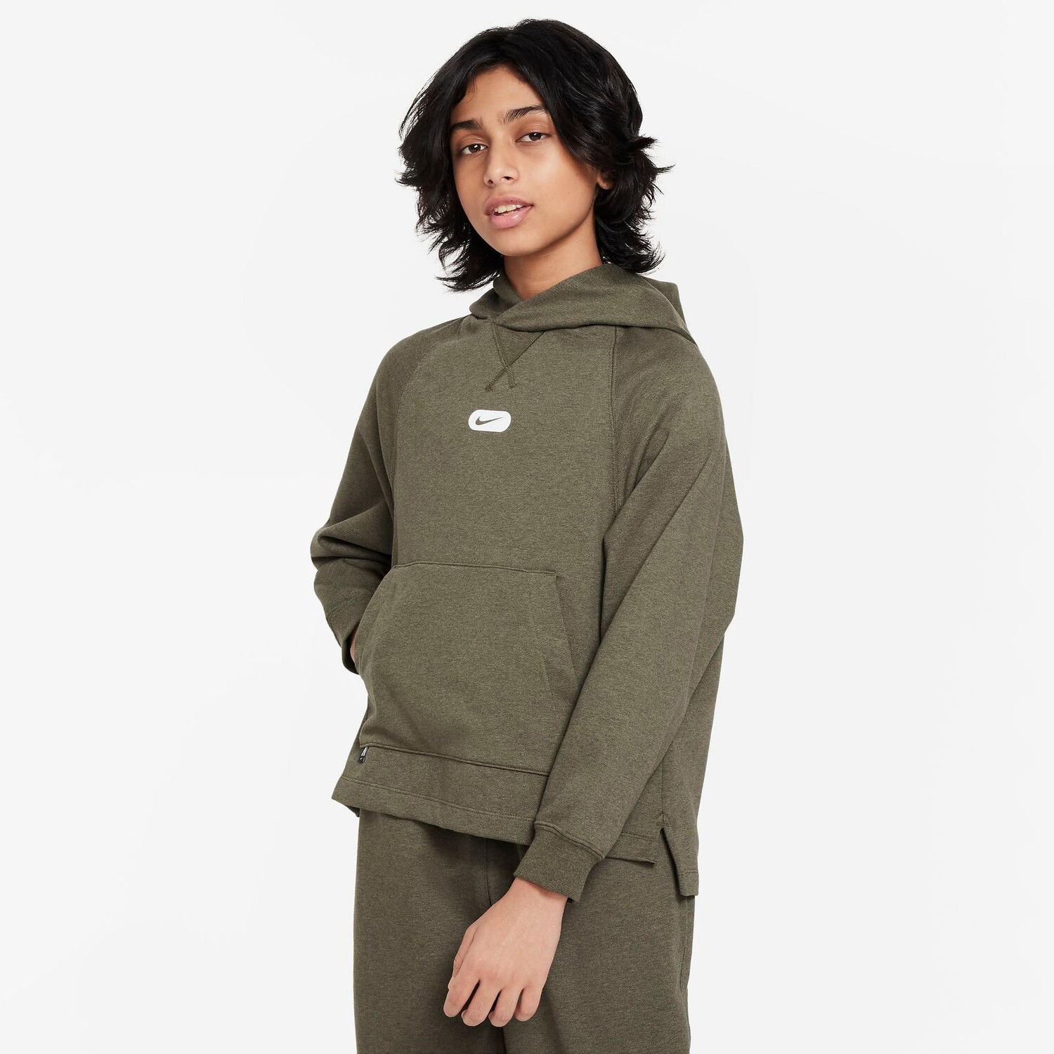 

Детский флисовый пуловер с капюшоном для тренировок Nike Dri-FIT Athletics, бежевый