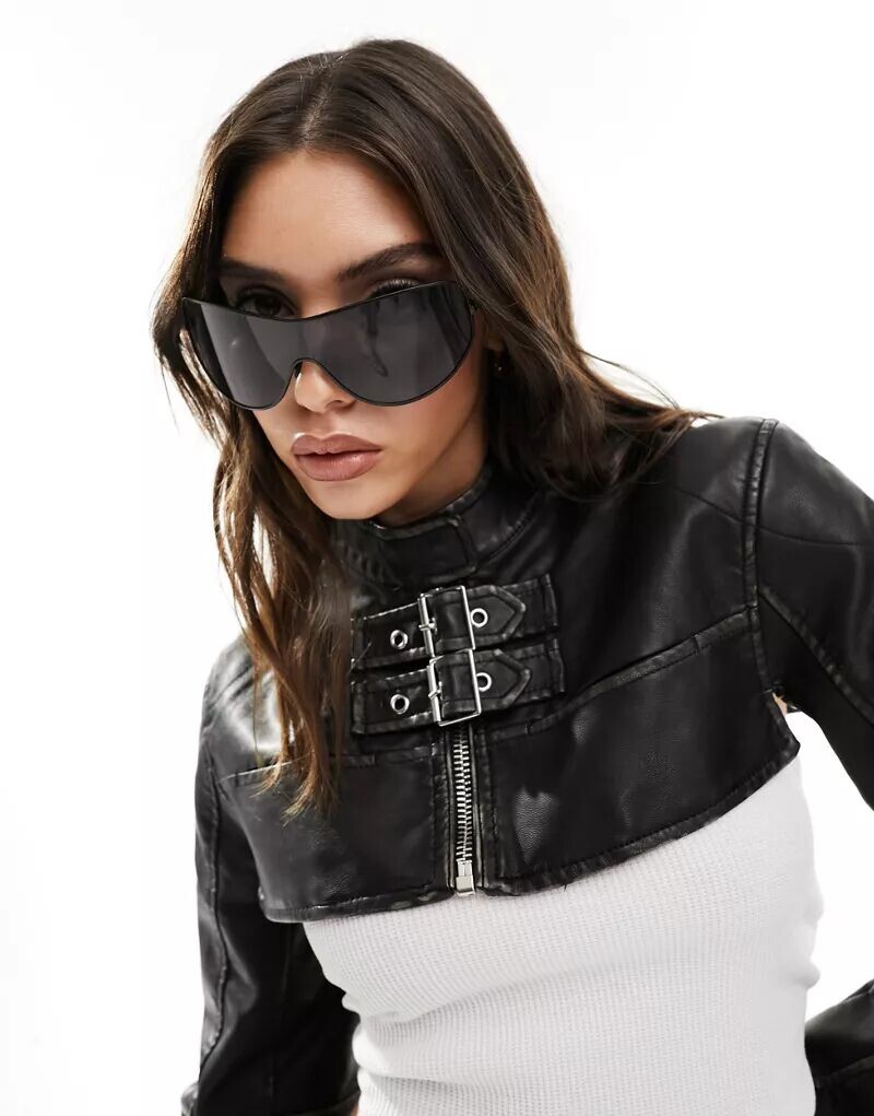 

Черные солнцезащитные очки Balance Shield Quay x Guizio Quay Australia