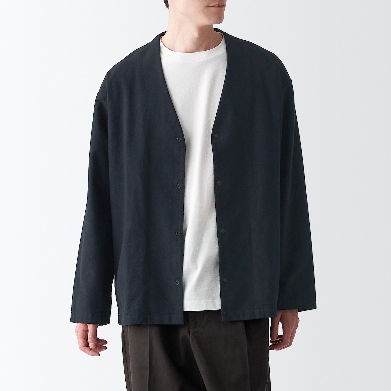 

Двусторонний фланелевой кардиган с начесом MUJI, черный